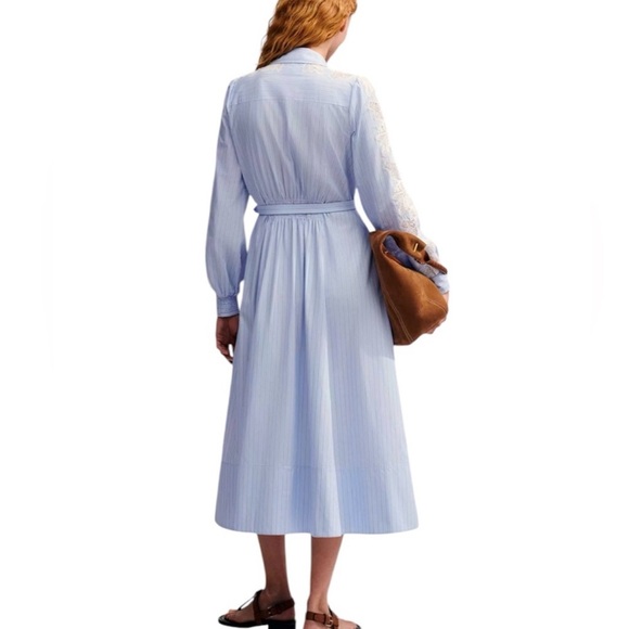 NWOT - ME + EM Cotton Stripe And Lace Midi Shirt Dress - SIZE 4 - Picture 3 of 12